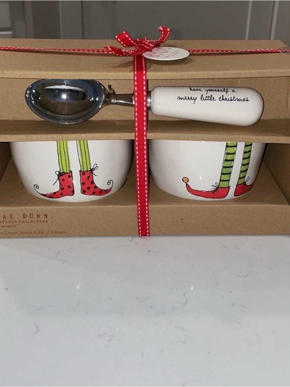 New Rae Dunn Elf Feet Ice Cream Dish Set